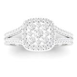 0.95 Carat (ctw) 10K White Gold Round White Diamond Ladies Split Shank Engagement Ring 1 CT
