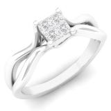 0.25 Carat (ctw) 10K White Gold Princess Cut White Diamond Ladies Bridal Promise Ring 1/2 CT