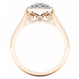 0.50 Carat (ctw) 14K Rose Gold Princess & Round Cut White Diamond Ladies Cluster Style Engagement Ring 1/2 CT