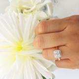0.50 Carat (ctw) 14K Rose Gold Princess & Round Cut White Diamond Ladies Cluster Style Engagement Ring 1/2 CT