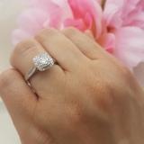 0.50 Carat (ctw) 14K White Gold Princess & Round Cut White Diamond Ladies Cluster Style Engagement Ring 1/2 CT