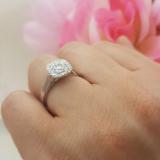 0.50 Carat (ctw) 14K White Gold Princess & Round Cut White Diamond Ladies Cluster Style Engagement Ring 1/2 CT