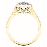 0.50 Carat (ctw) 14K Yellow Gold Princess & Round Cut White Diamond Ladies Cluster Style Engagement Ring 1/2 CT