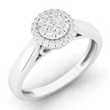 0.25 Carat (ctw) 14K White Gold Princess & Round Cut White Diamond Ladies Cluster Style Engagement Ring 1/4 CT
