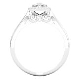 0.25 Carat (ctw) 14K White Gold Princess & Round Cut White Diamond Ladies Cluster Style Engagement Ring 1/4 CT