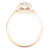 0.25 Carat (ctw) 18K Rose Gold Princess & Round Cut White Diamond Ladies Cluster Style Engagement Ring 1/4 CT