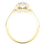 0.25 Carat (ctw) 18K Yellow Gold Princess & Round Cut White Diamond Ladies Cluster Style Engagement Ring 1/4 CT