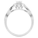 0.50 Carat (ctw) 10K White Gold Round Diamond Ladies Swirl Split Shank Bridal Halo Engagement Ring 1/2 CT
