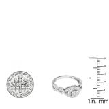 0.50 Carat (ctw) 10K White Gold Round Diamond Ladies Swirl Split Shank Bridal Halo Engagement Ring 1/2 CT