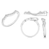 0.15 Carat (ctw) 10K White Gold Round White Diamond Ladies Wedding Stackable Band Contour Ring