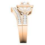 0.80 Carat (ctw) 10K Rose Gold Round Cut Diamond Ladies Bridal Vintage Style Halo Engagement Ring With Matching Band Set 3/4 CT