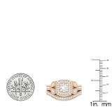 0.80 Carat (ctw) 10K Rose Gold Round Cut Diamond Ladies Bridal Vintage Style Halo Engagement Ring With Matching Band Set 3/4 CT