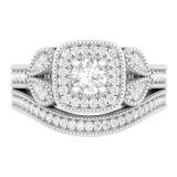 0.80 Carat (ctw) 10K White Gold Round Cut Diamond Ladies Bridal Vintage Style Halo Engagement Ring With Matching Band Set 3/4 CT