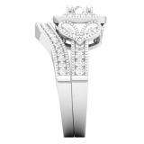 0.80 Carat (ctw) 10K White Gold Round Cut Diamond Ladies Bridal Vintage Style Halo Engagement Ring With Matching Band Set 3/4 CT