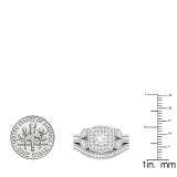 0.80 Carat (ctw) 10K White Gold Round Cut Diamond Ladies Bridal Vintage Style Halo Engagement Ring With Matching Band Set 3/4 CT