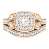 0.80 Carat (ctw) 14K Rose Gold Round Cut Diamond Ladies Bridal Vintage Style Halo Engagement Ring With Matching Band Set 3/4 CT