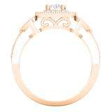 0.80 Carat (ctw) 14K Rose Gold Round Cut Diamond Ladies Bridal Vintage Style Halo Engagement Ring With Matching Band Set 3/4 CT