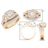 0.80 Carat (ctw) 14K Rose Gold Round Cut Diamond Ladies Bridal Vintage Style Halo Engagement Ring With Matching Band Set 3/4 CT