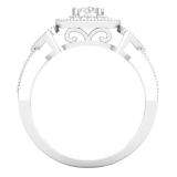 0.80 Carat (ctw) 14K White Gold Round Cut Diamond Ladies Bridal Vintage Style Halo Engagement Ring With Matching Band Set 3/4 CT