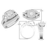 0.80 Carat (ctw) 14K White Gold Round Cut Diamond Ladies Bridal Vintage Style Halo Engagement Ring With Matching Band Set 3/4 CT