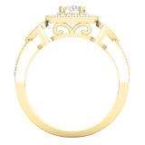 0.80 Carat (ctw) 18K Yellow Gold Round Cut Diamond Ladies Bridal Vintage Style Halo Engagement Ring With Matching Band Set 3/4 CT