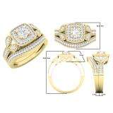 0.80 Carat (ctw) 18K Yellow Gold Round Cut Diamond Ladies Bridal Vintage Style Halo Engagement Ring With Matching Band Set 3/4 CT
