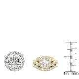 0.80 Carat (ctw) 18K Yellow Gold Round Cut Diamond Ladies Bridal Vintage Style Halo Engagement Ring With Matching Band Set 3/4 CT