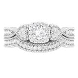 0.70 Carat (ctw) 10K White Gold Round Cut Diamond Ladies Bridal Vintage Style Halo Engagement Ring With Matching Band Set 3/4 CT
