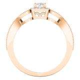 0.70 Carat (ctw) 18K Rose Gold Round Cut Diamond Ladies Bridal Vintage Style Halo Engagement Ring With Matching Band Set 3/4 CT