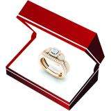 0.70 Carat (ctw) 18K Rose Gold Round Cut Diamond Ladies Bridal Vintage Style Halo Engagement Ring With Matching Band Set 3/4 CT
