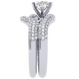 1.50 Carat (ctw) 10K White Gold Round White Diamond Ladies Swirl Bridal Engagement Ring Matching Band Set 1 1/2 CT