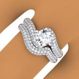 1.50 Carat (ctw) 10K White Gold Round White Diamond Ladies Swirl Bridal Engagement Ring Matching Band Set 1 1/2 CT