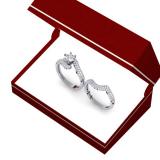 1.50 Carat (ctw) 10K White Gold Round White Diamond Ladies Swirl Bridal Engagement Ring Matching Band Set 1 1/2 CT