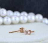 0.45 Carat (ctw) 18K Rose Gold Round Cut Morganite Ladies Solitaire Stud Earrings 1/2 CT