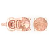 2.00 Carat (ctw) 14K Rose Gold Round Cut Morganite Ladies Solitaire Stud Earrings 2 CT