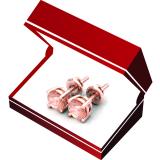 2.00 Carat (ctw) 14K Rose Gold Round Cut Morganite Ladies Solitaire Stud Earrings 2 CT