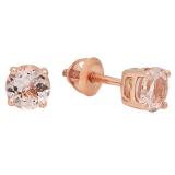 3.00 Carat (ctw) 14K Rose Gold Round Cut Morganite Ladies Solitaire Stud Earrings 3 CT