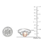 1.45 Carat (ctw) 10K White Gold Oval Cut Morganite & Round Cut White Diamond Ladies Bridal Halo Style Engagement Ring 1 1/2 CT