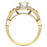 1.30 Carat (ctw) 10K Yellow Gold Round Cut Moissanite & White Diamond Ladies Swirl Bridal Halo Engagement Ring
