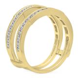 1.15 Carat (ctw) 10K Yellow Gold Princess Cut White Diamond Ladies Anniversary Wedding Band Enhancer Guard Double Ring 1 1/4 CT
