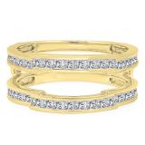 1.15 Carat (ctw) 10K Yellow Gold Princess Cut White Diamond Ladies Anniversary Wedding Band Enhancer Guard Double Ring 1 1/4 CT