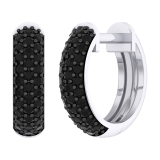 0.35 Carat (ctw) Sterling Silver Round Cut Black Diamond Huggie Hoop Earrings 1/3 CT