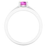 0.70 Carat (ctw) 10K White Gold Round Cut Pink Sapphire & White Diamond Ladies Bridal Solitaire With Accents Engagement Ring Matching Band Set 3/4 CT