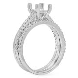 0.30 Carat (ctw) Platinum Round Cut White Diamond Ladies Bridal Semi Mount Engagement Ring Matching Band Set (No Center Stone) 3/4 CT