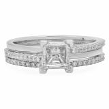 0.30 Carat (ctw) Platinum Round Cut White Diamond Ladies Bridal Semi Mount Engagement Ring Matching Band Set (No Center Stone) 3/4 CT