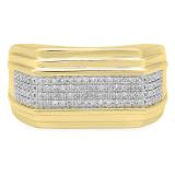 0.35 Carat (ctw) 10K Yellow Gold Round White Diamond Men's Hip Hop Micro Pave Wedding Anniversary Band 1/3 CT