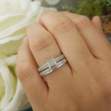 0.10 Carat (ctw) 10K White Gold Round Cut White Diamond Ladies Bridal Engagement Ring With Matching Wedding Band Set 1/10 CT