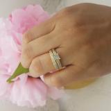 0.10 Carat (ctw) 10K Yellow Gold Round Cut White Diamond Ladies Bridal Engagement Ring With Matching Wedding Band Set 1/10 CT