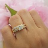 0.10 Carat (ctw) 10K Yellow Gold Round Cut White Diamond Ladies Bridal Engagement Ring With Matching Wedding Band Set 1/10 CT