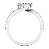 0.75 Carat (ctw) 10K White Gold Round White Diamond Ladies Two Stone Bypass Style Bridal Engagement Ring 3/4 CT